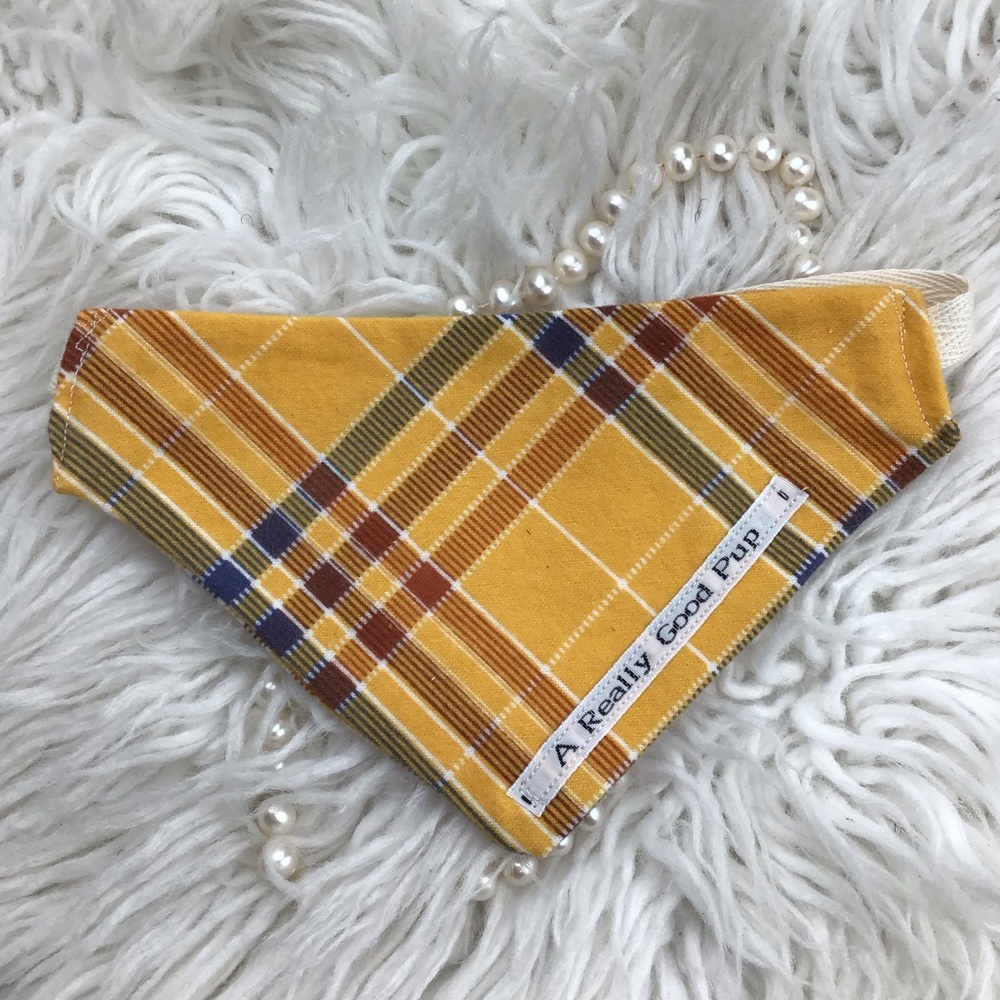 🐶 4 for $16 DOG BANDANA ( golden plaid ) 🐶